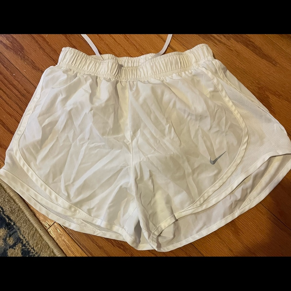 White Nike athletic shorts